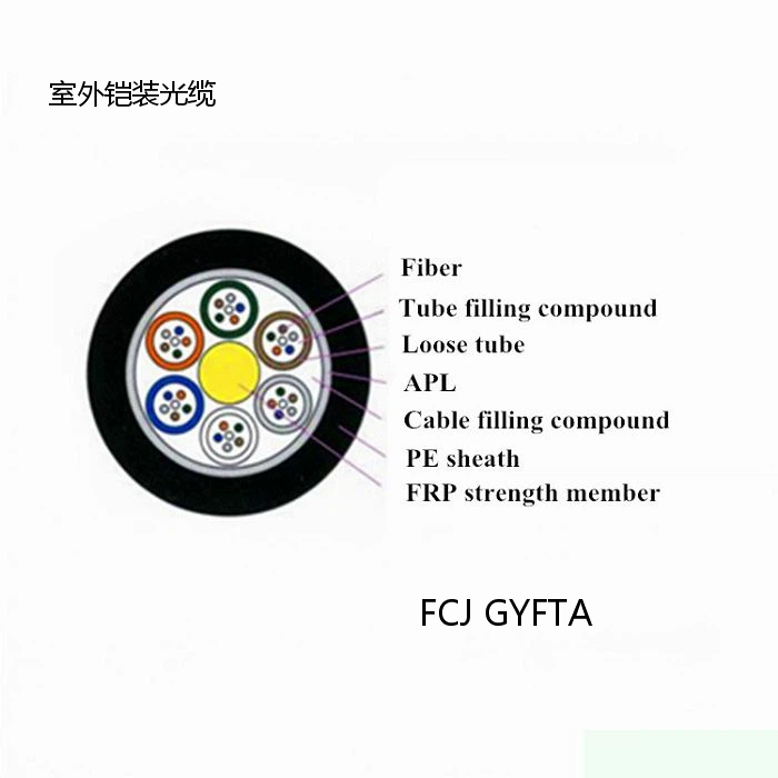 FCJ Armored Single Mode 24 Core Fiber Optic Cable GYFTA
